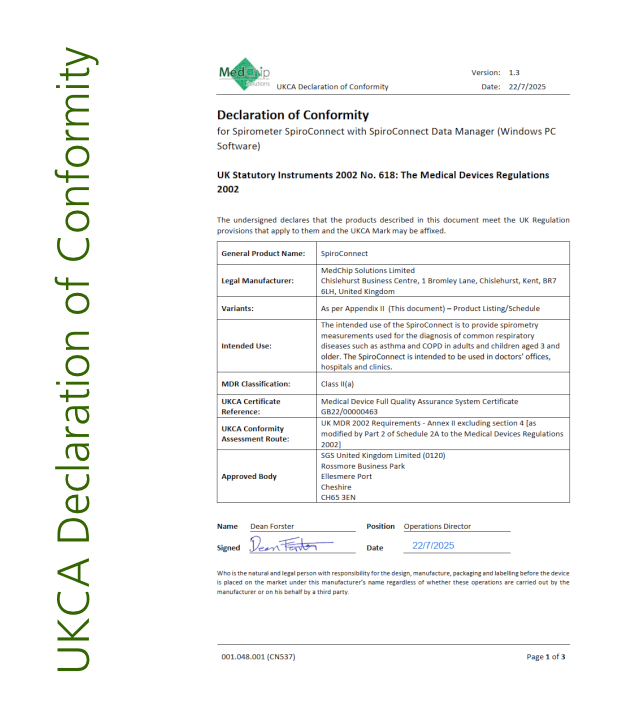 UKCA Declaration of Conformity